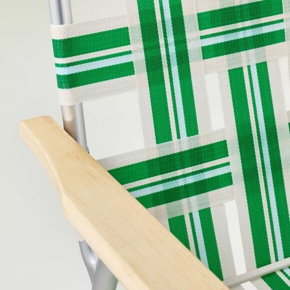 Folding Lawn Chair – Hearth & Hand Magnolia – Cream Green Blue Webbed - Picture 5 of 9